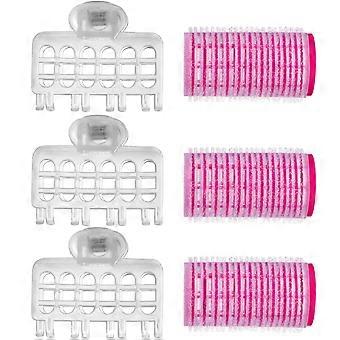 3Pcs rolos de cabelo Self Grip Salon cabeleireiro Curlers ferramenta com clipes