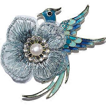 Broche de Flor&Pássaro para Mulheres com Pérola de Água Doce& Cristal de Strass para Casamento Festa Presente de Baile Colar Acessórios de Lapela de Uso Duplo para Sha