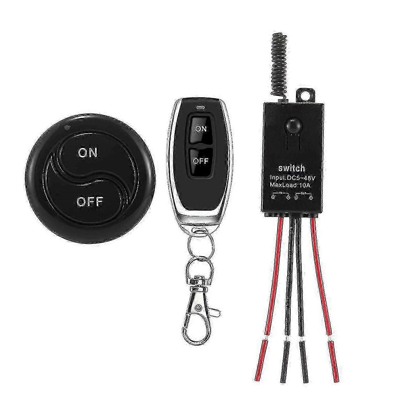 433MHz Wireless Remote Control Switch,DC12V/24V/48V/72V 40A Relay RF Switch with 328FT Long Range Remote Controller