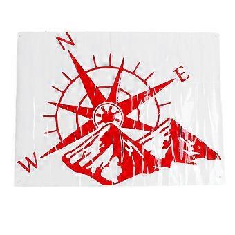 Auto Heckscheibe Aufkleber Dekorativ Starke Haftung Farbecht Auto Berg Kompass Muster Aufkleber Universal für Auto Rot / 60x45cm / 23,6x17,7 Zoll