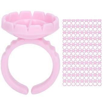 Christmas 100pcs Disposable Eyelash Glue Ring Cup Eyelash Extension Glue Holder Accessorypink
