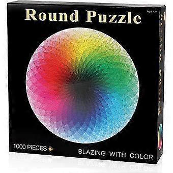 1000 Pieces Round Jigsaw Puzzle Creative Rainbow Difficult Big Jigsaw Puzzle Educational Stress Relief Toys For Adults Children