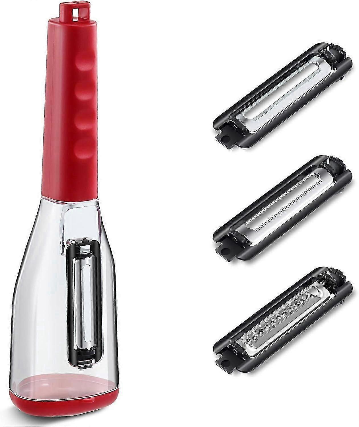 Vegetable Peeler with Storage Container with 3 Interchangeable Blades