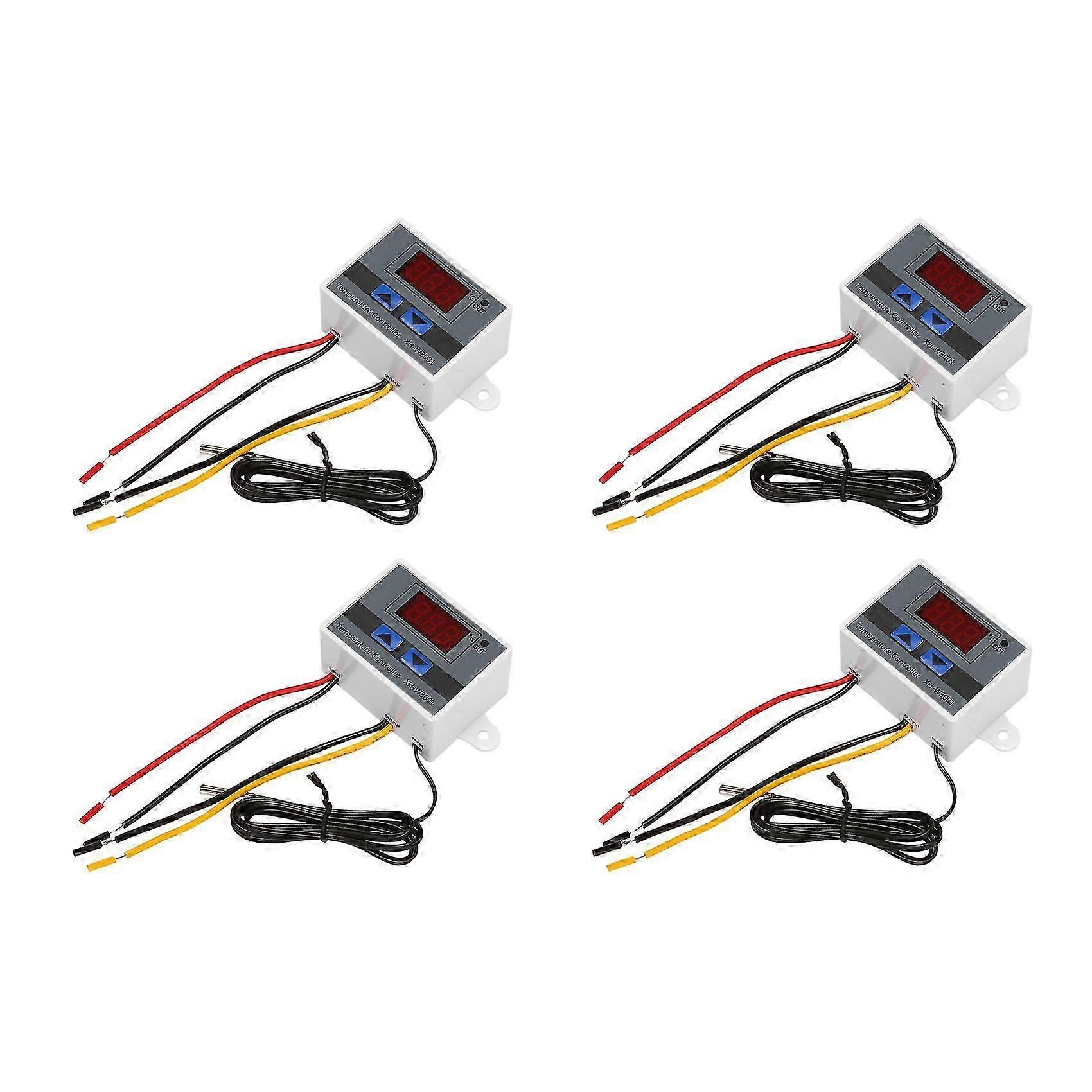 4X 220V Digital LED Temperature Controller 10A Thermostat Control with Switch Digital Display Incubation Controller