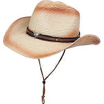 Cowboyhut mit breiter Krempe aus Stroh und Kinnriemen - Unisex Kostüm