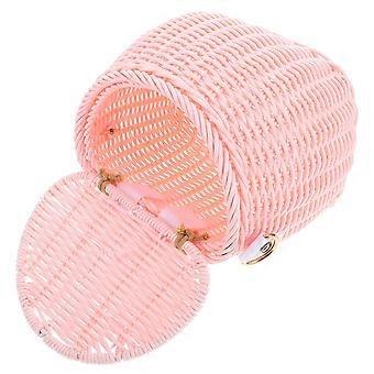 Cesta rosa para bicicleta de niña con tapa para bicicleta infantil, 2 piezas, bonita cesta delantera de mimbre para manillar