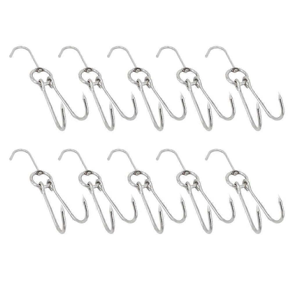 10 Pcs Sturdy Meat Hooks Creative Poultry Hooks Simple BBQ Hooks (Silver)