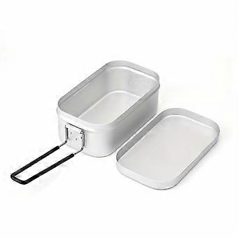 Lancheira de alumínio para camping, 800ml, tigela quadrada para piquenique, recipiente para alimentos, ideal para viagens e atividades ao ar livre.