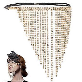 Alloy Rhinestone Polyester Head Chain Alloy Headbands Hair Accessories for Women and Girls Golden 257x172x2.8mm