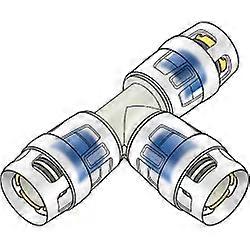 KE Kelit Steck-T-Stück KELOX PROTEC CLIX, 32x25x32mm, PPSU, reduzierend, mit Einsteckindikator, Packung mit 4 Stk.