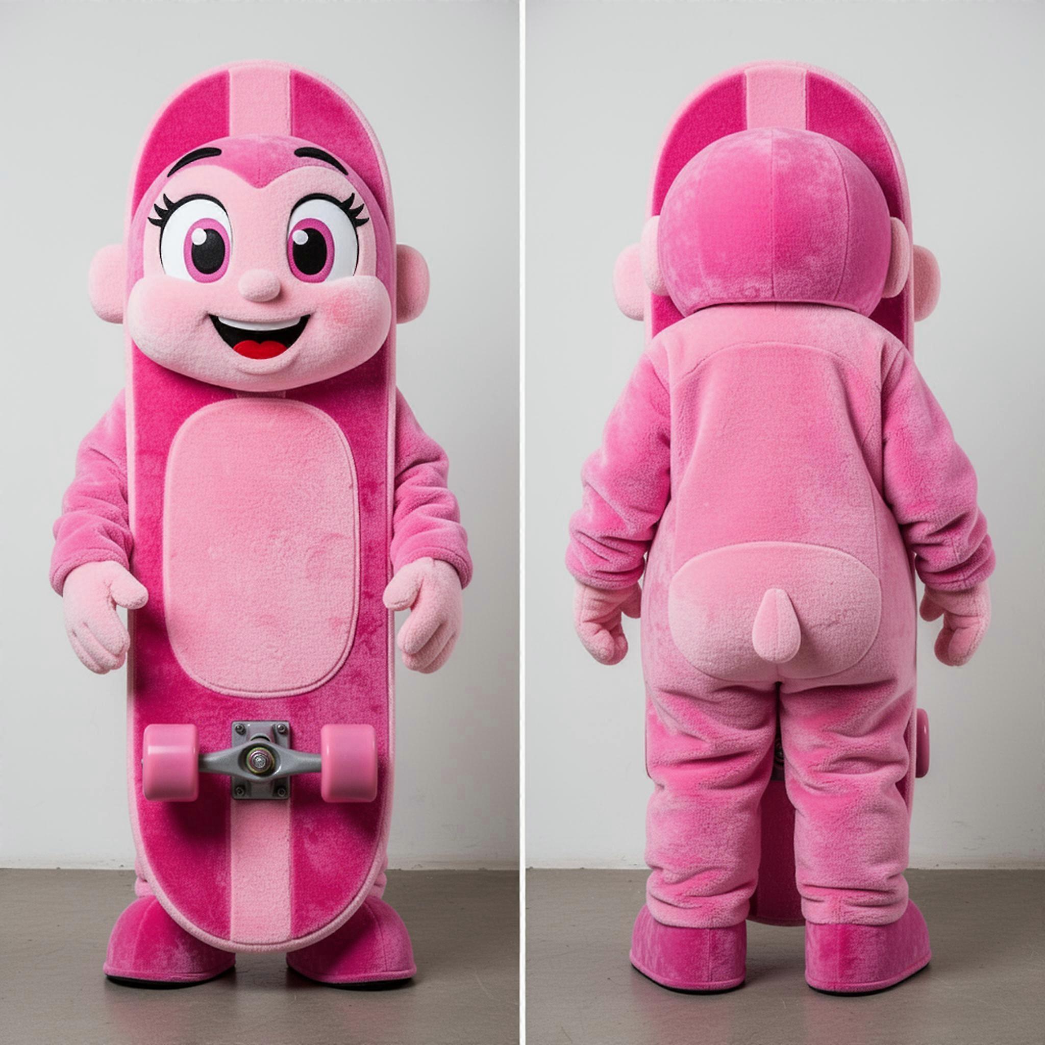 MASTICOT Pink Velvety Skateboard Mascot