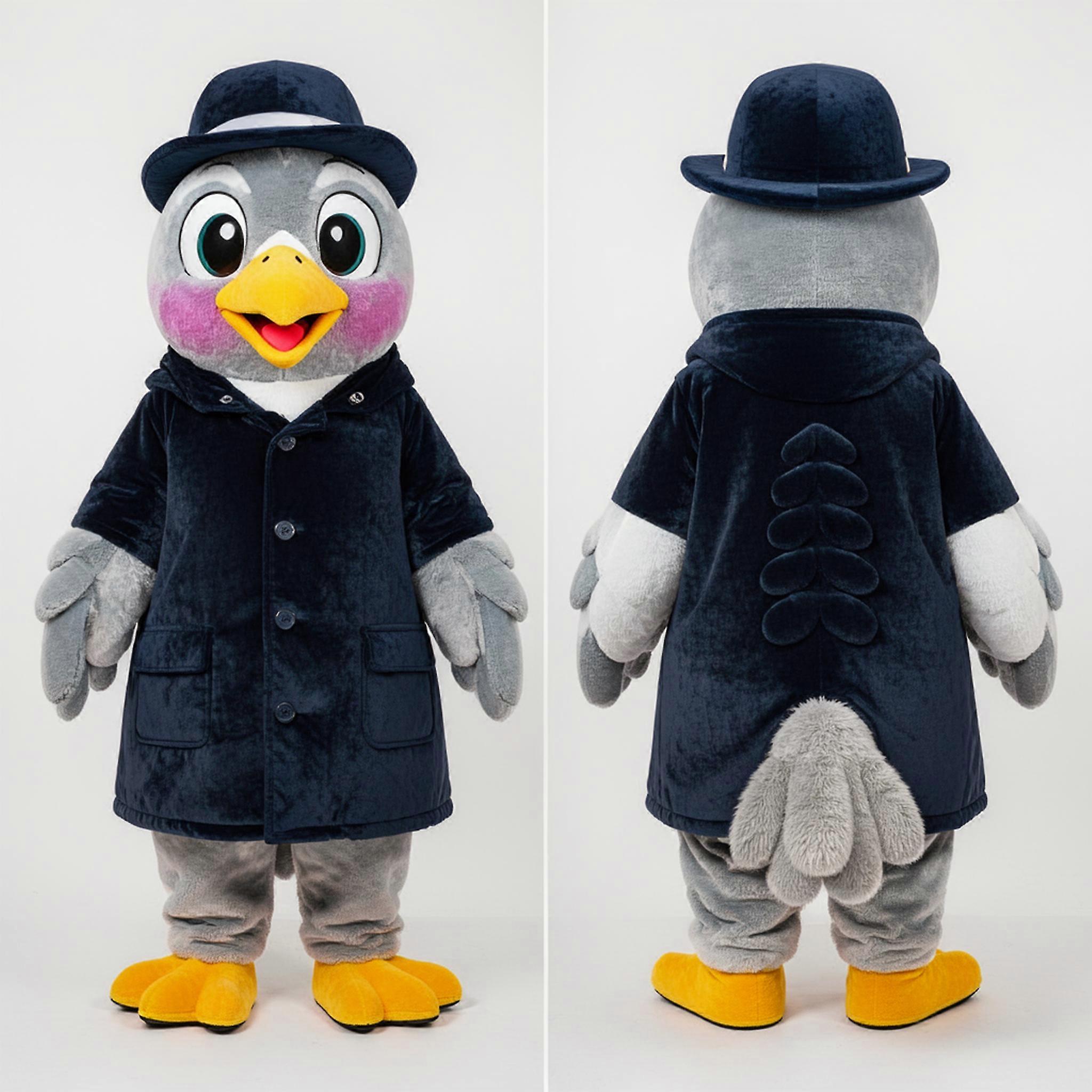 MASTICOT Navy Blue Feathered Pigeon Mascot