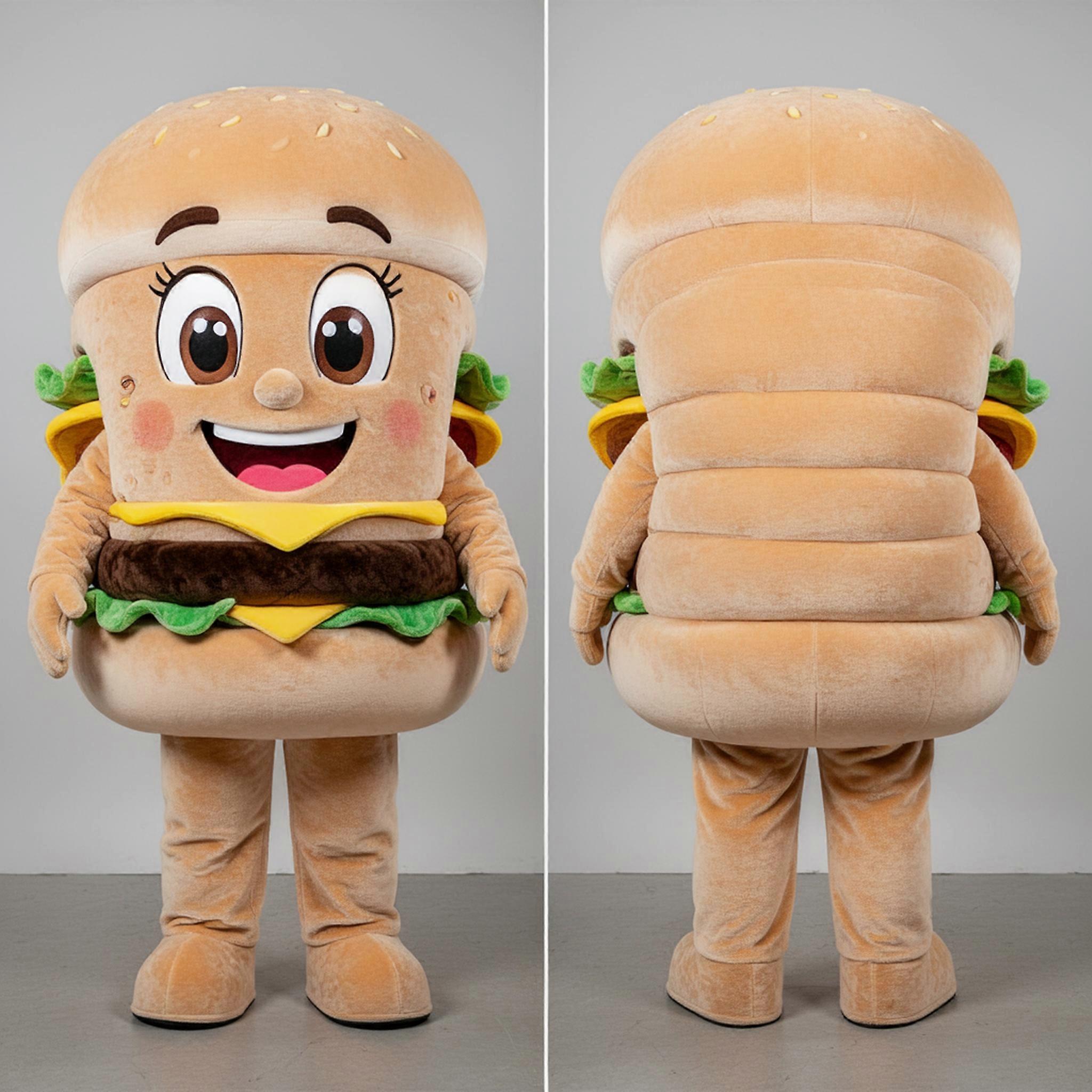 MASTICOT Beige Plush Hamburger Mascot