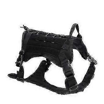 Tactical Dog Harness Nylon Handle Adjustable Training Harness Pet Working Vest(1pcs-black)