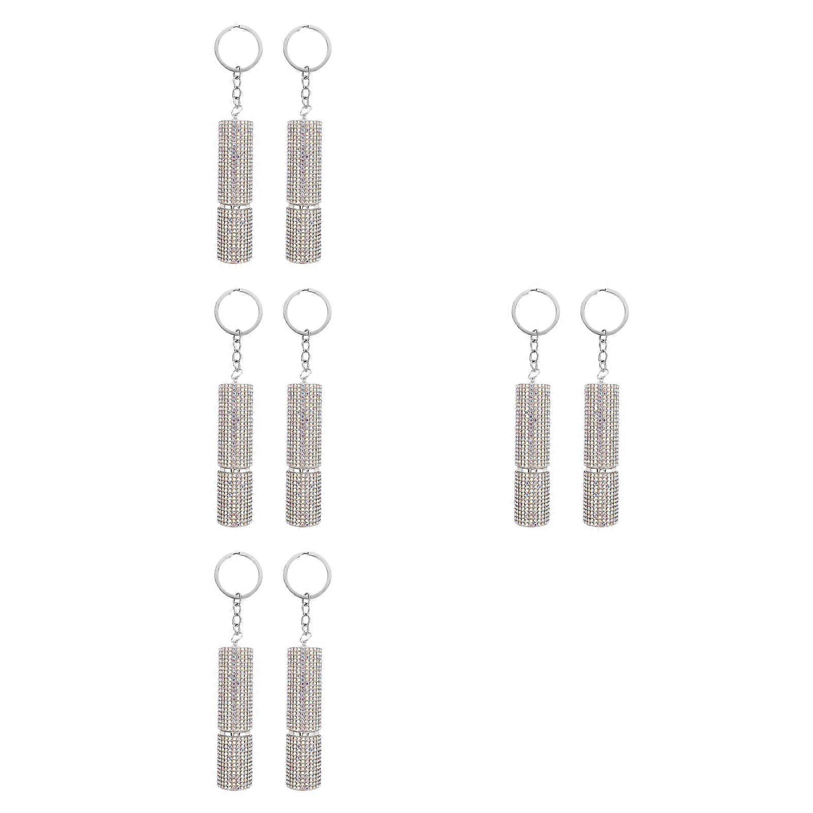 Rhinestone Perfume Bottle Keychain Portable Refillable Spray 8Pcs Set