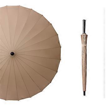 Windproof Umbrella 24 Ribs Strong Wind Resistant Long Handle Rainproof Khaki for Men