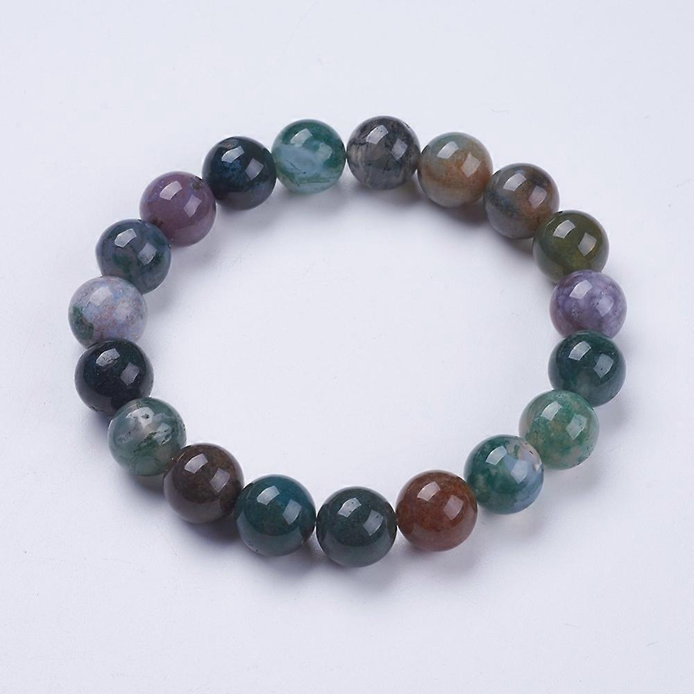 1pc  Indian Agate Beaded Stretch Bracelets Round 2-1/8 inch(53mm)