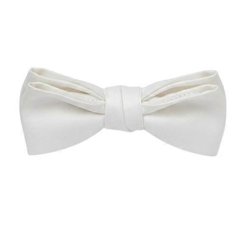 Off White Plain Satin Formal Bow Tie