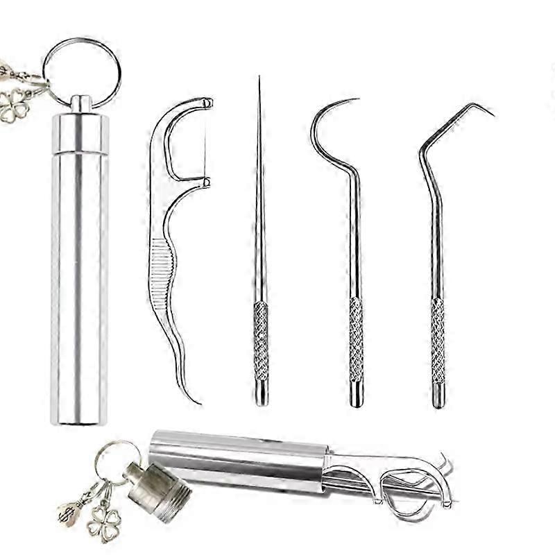 Stainless Steel Toothpick Set With Floss