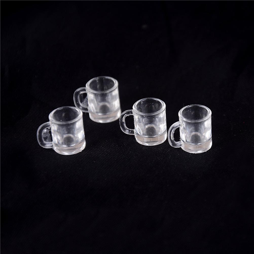 4 Pcs 1/12 Doll House Miniature Kitchen Tableware Plastic Beer Mug Glass Cups
