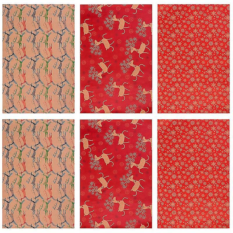 76X53x0.1cm Assorted Color Wrapping Paper 6pcs Christmas Themed Gift Wrapping Paper Delicate Retro C