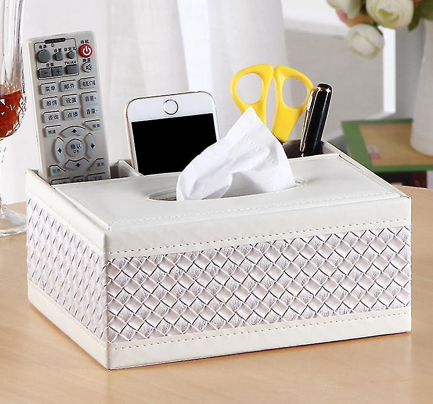 Leather Pen Pencil Remote Control Tissue Box Cover Holder