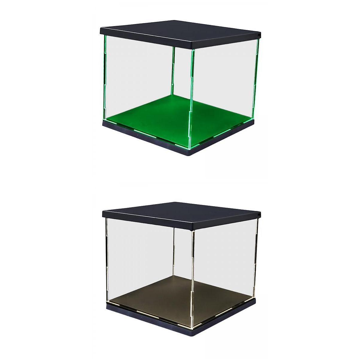 2x Clear Plastic Display Showcase, with LED Light Box for Model Dustproof