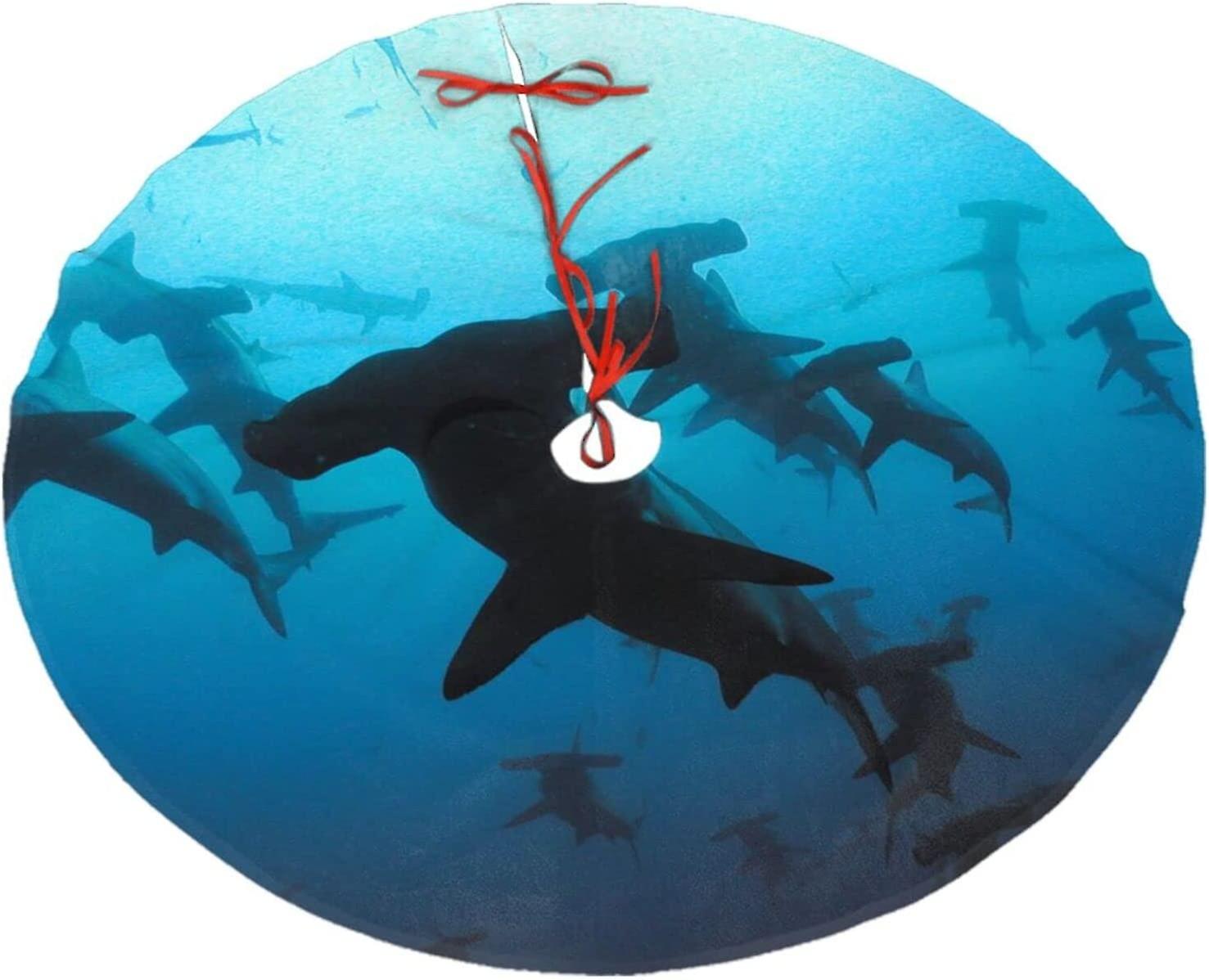 Christmas Tree Skirt Hammerhead Sharks Christmas Decoration Plush Tree Skirt