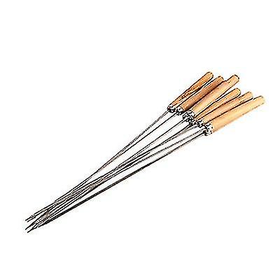 12pcs spiedini griglia spiedini in acciaio inossidabile barbecue bastoni piatto spiedo heavy duty grande ampio riutilizzabile con manico in legno antiscivolo