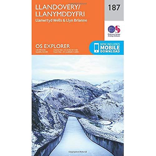 OS Explorer mapa (187) Llandovery, Llanwrtyd Wells y Llyn Brianne