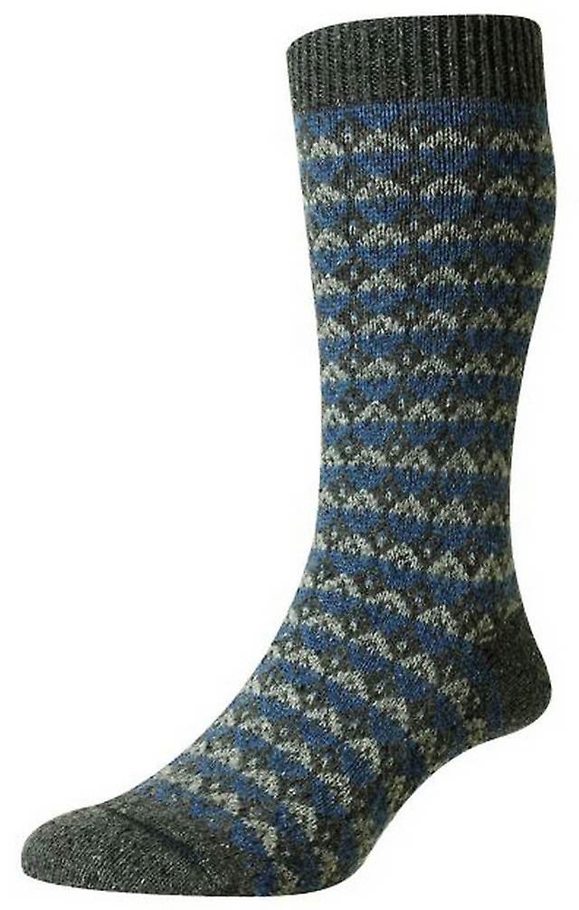 Scott Nichol Rydal Merino Wool New Fair Isle Socks - Charcoal Fleck