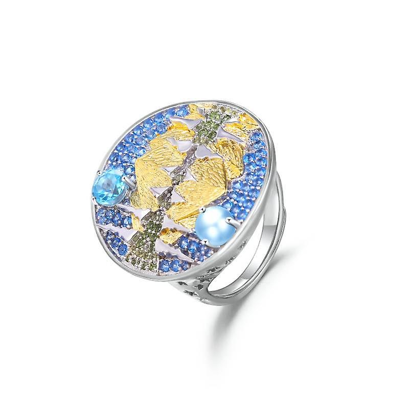 Opal Topaz Mountain And River Love Ring
