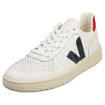 VEJA V-10 Womens Casual Trainers in White Navy Red