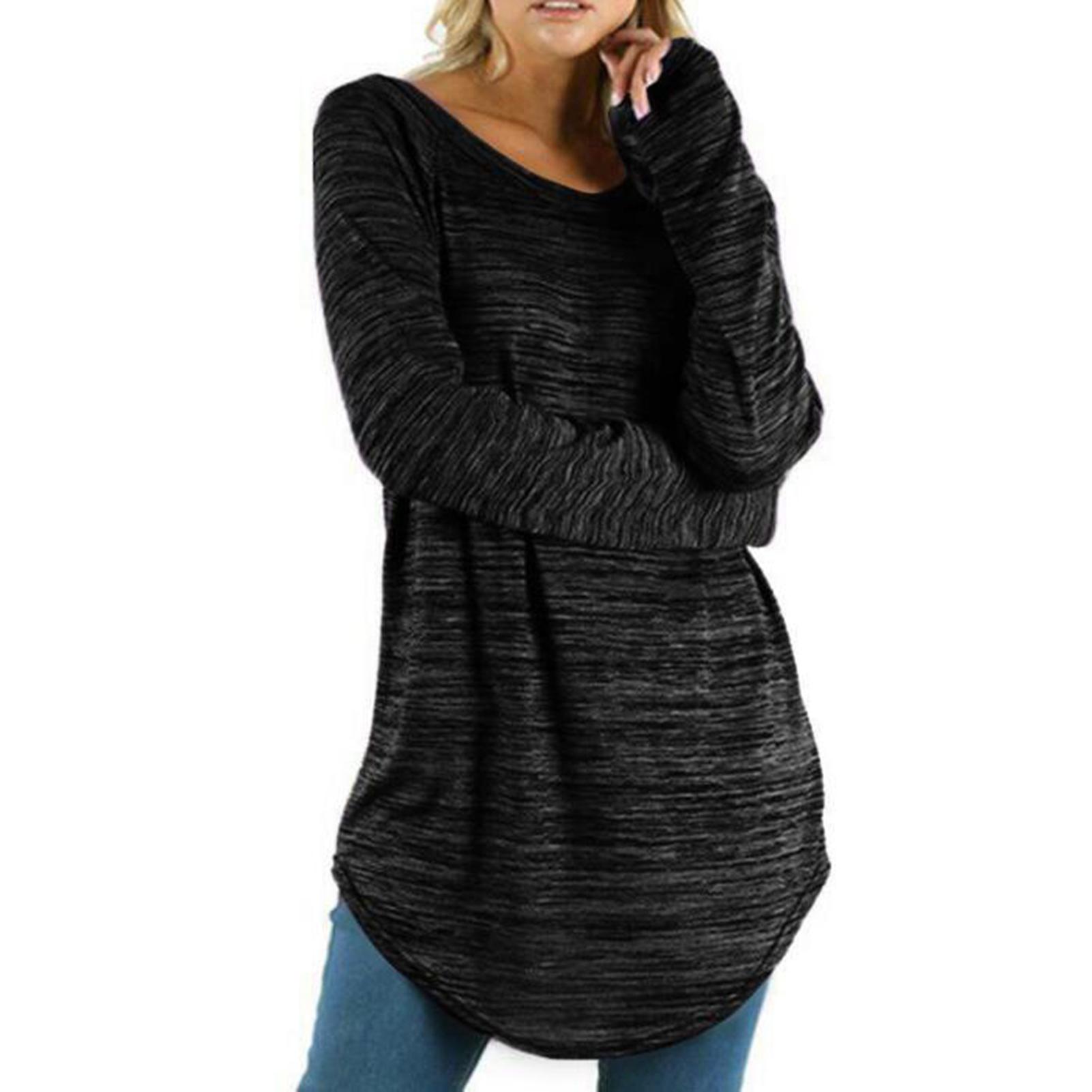 Women's Causal Shirts Long Sleeve Round Neck Shirts Basic Tee Tops