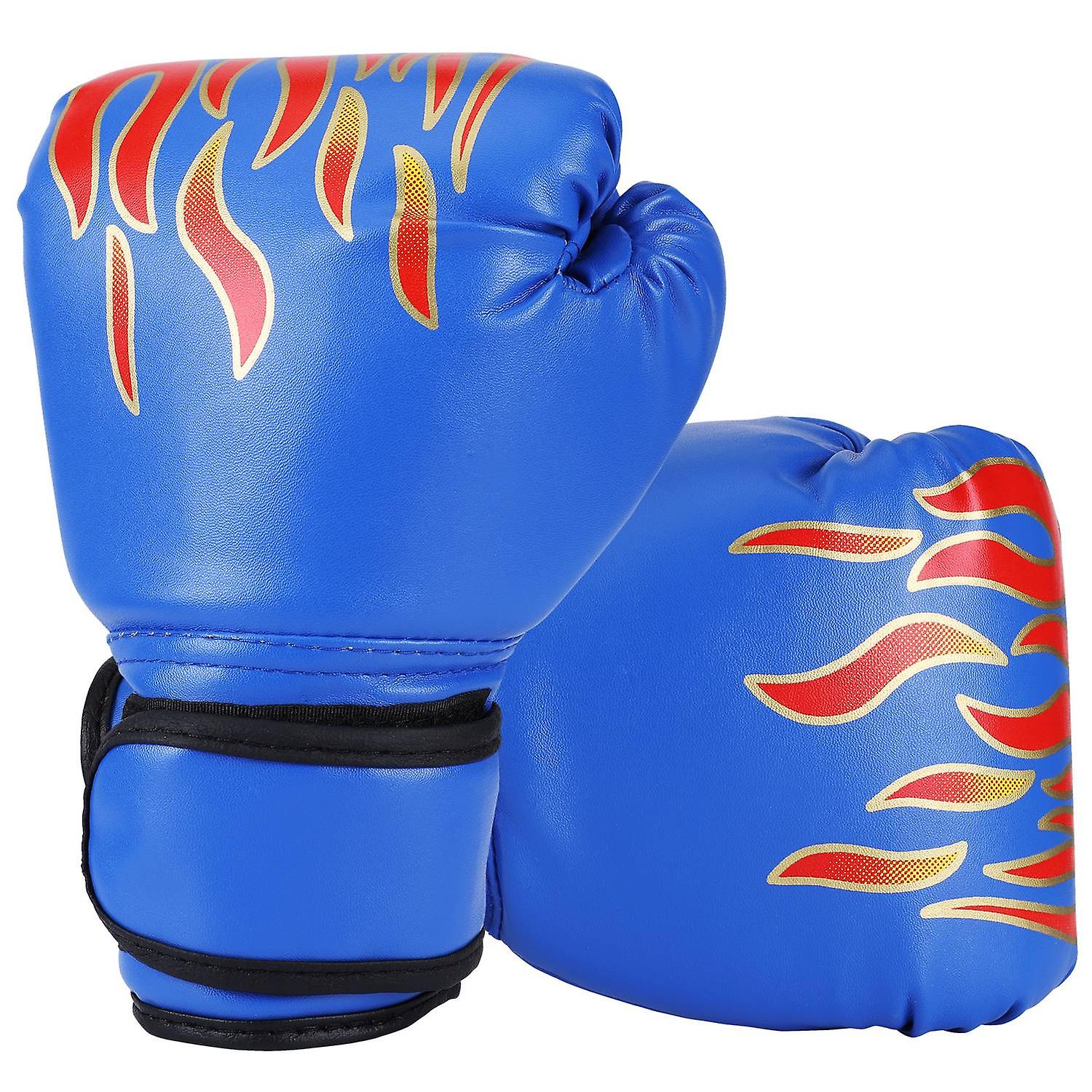 Kids Children Boxing Gloves Professional Flame Mesh Breathable PU Leather Flame Gloves Sanda Boxing