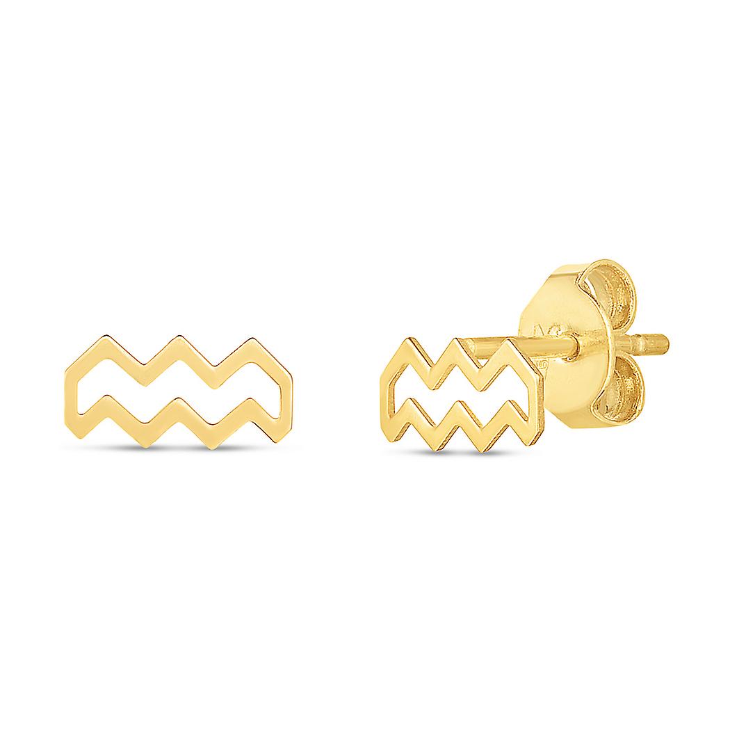 14Kイエローゴールドアクエリアススタッドピアスプッシュバッククラスプ-女性用スタッドイヤリング