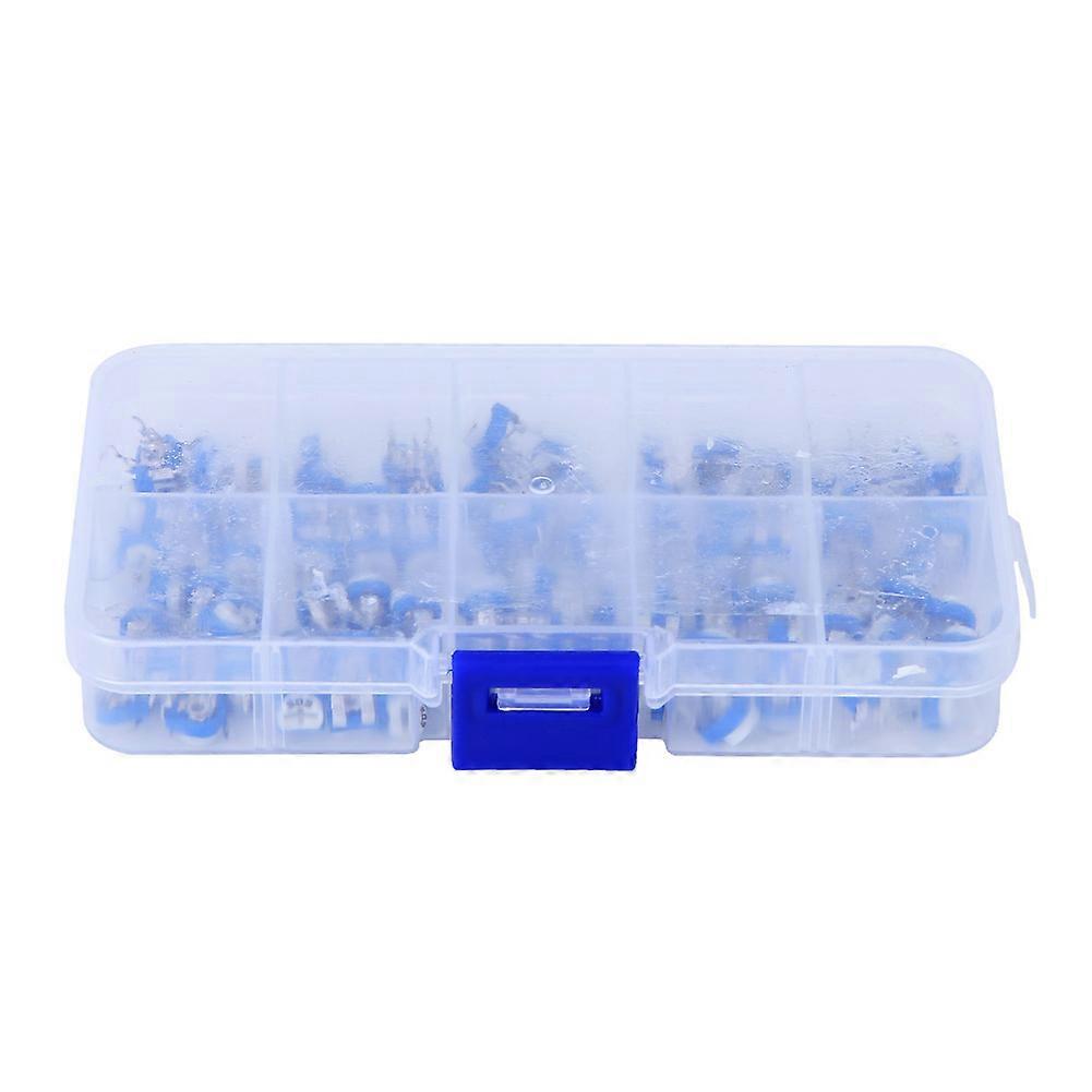 100PCS Blue &amp; White Adjustable Resistor Set Potentiometer Kit Regulating Resistance Eletrical Supplies