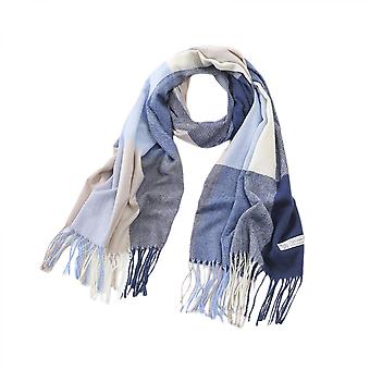 Veeki Women's Long Plaid Blanket Chunky Oversized Winter/Fall Warm Scarf Big Tartan Scarves Wrap Shawlnavy blue