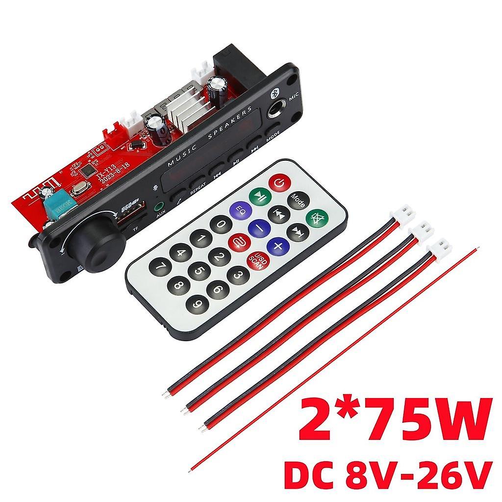 150W DIY Amplifier Bluetooth Decoder Board 12V 6.5mm Microphone FM Radio TF Card USB Car Music Player Audio Module Speakers Volume Control