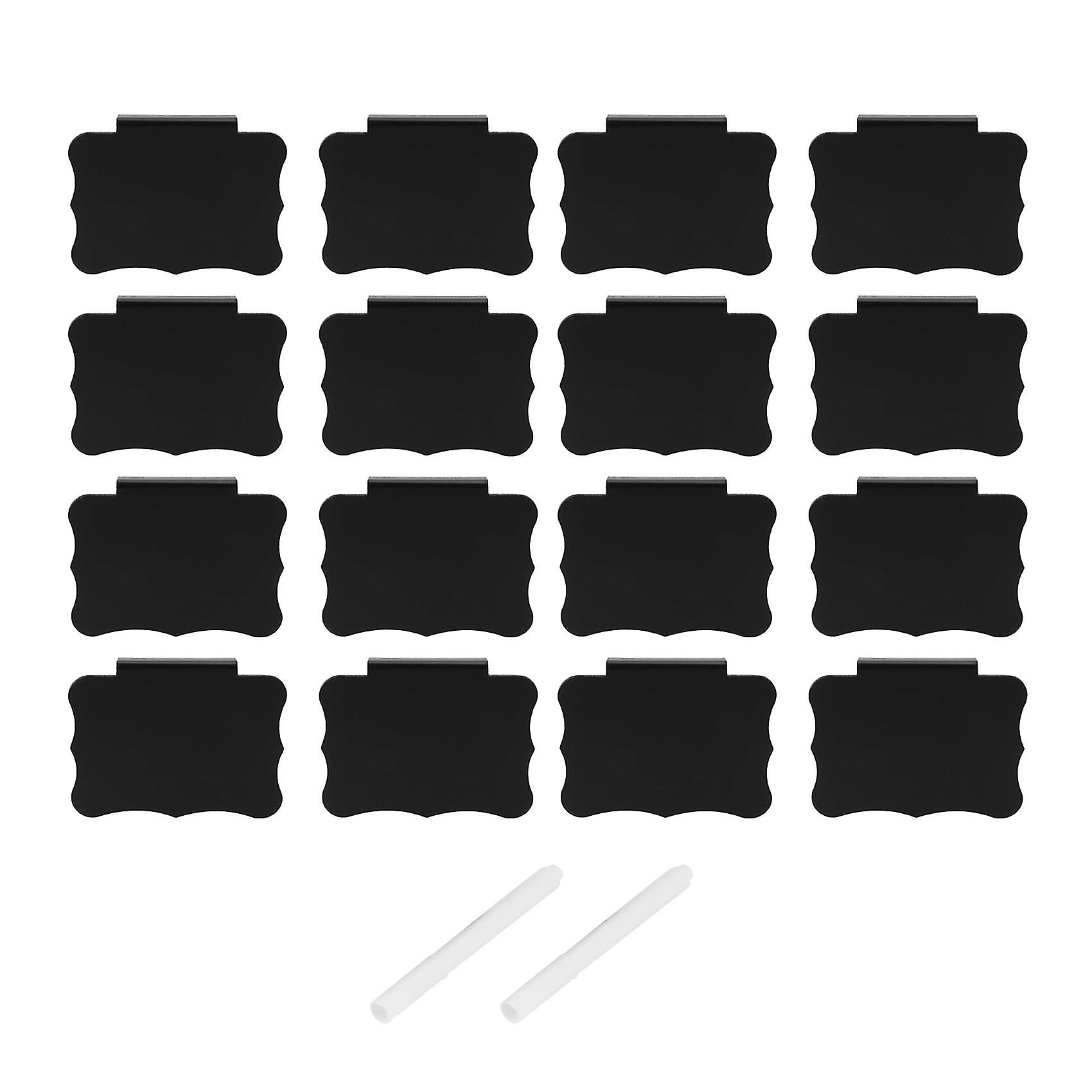 16pcs Plastic Basket Bin Label Clip on Removable Label Kitchen Pantry Basket Label Clip with 2 pcs White Chalk Markers