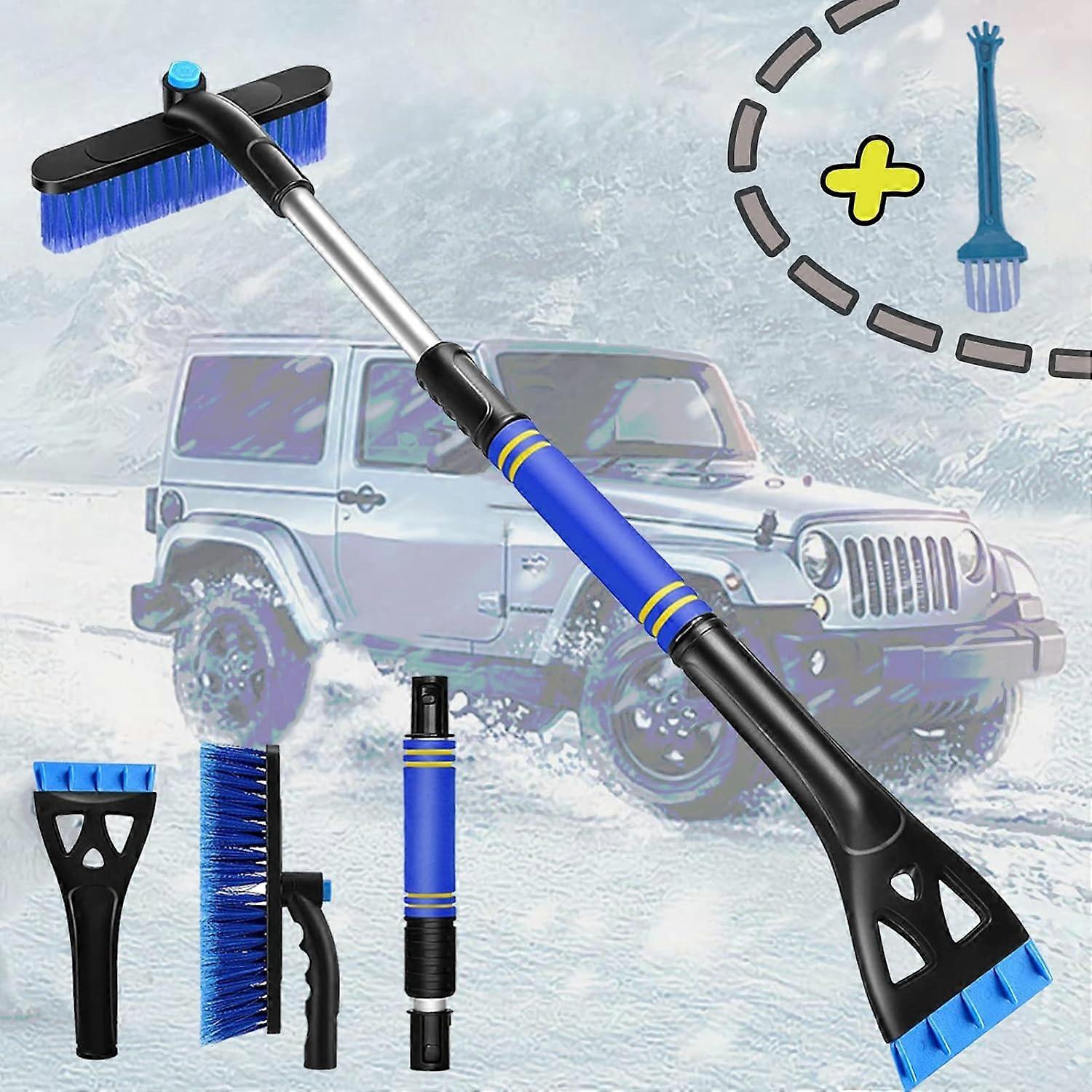 Ice Scraper & Snow Brush, 3 in 1 Detachable Ice Scraper,360 Rotating Car Snow Scraper and Brush Extendable with Foam Grip for Car SUV Truck Windows