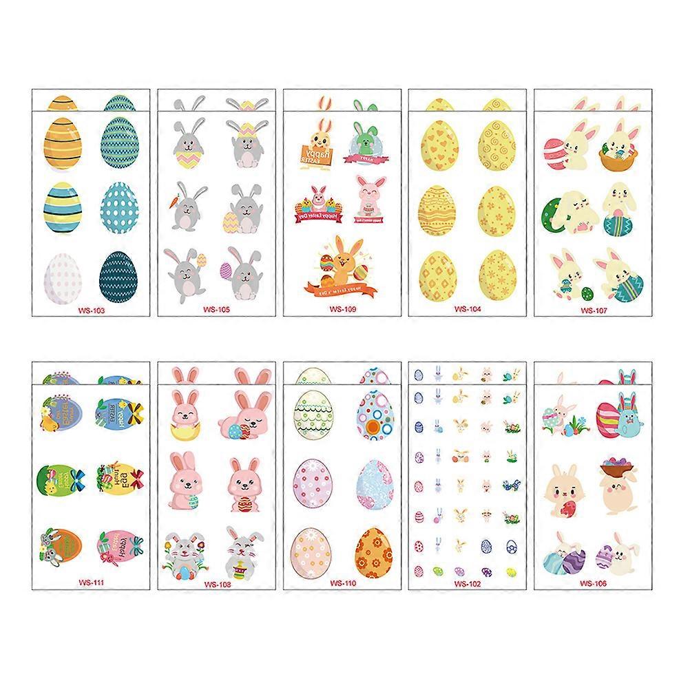 20 Sheets Easter Stickers Cartoon Decals Waterproof Easter Bunny Egg Pasters