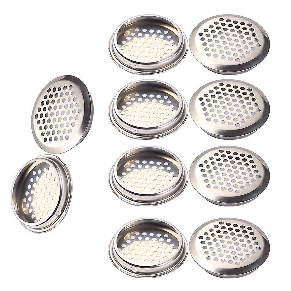 5pcs Bouche d’air en acier inoxydable Louver, Silver Round Mesh Hole Soffite Vent pour cuisine,Salle de bain,Cabinet