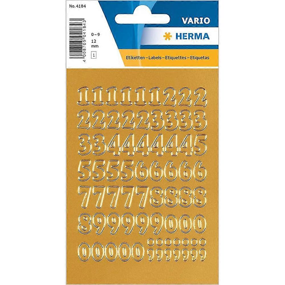 Herma Film Foil High Quality Self-Adhesive Number Sticker Number 0-9 12mm (Gold)