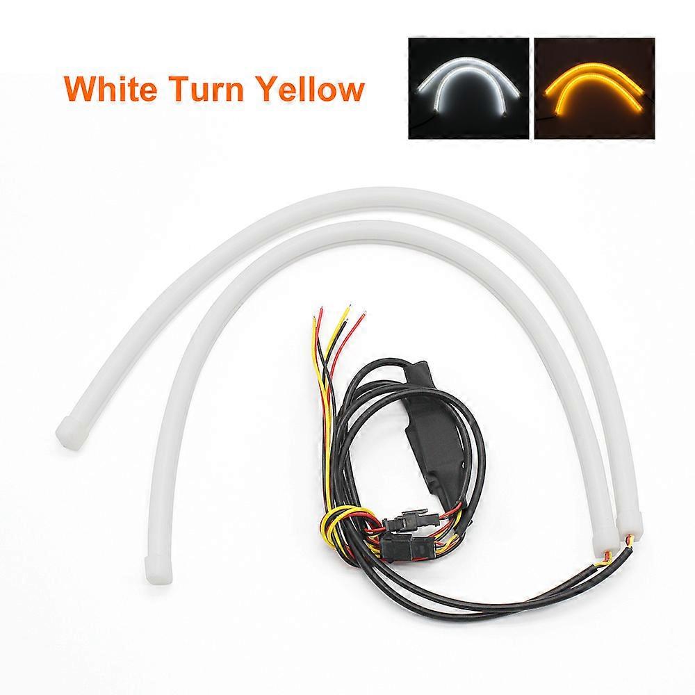 2pcs 30cm 45cm 60cm Led Strip Light Dual Color Flexible Guide Tube Car Angel Eye Drl Turn Signal Lamp Dc12v