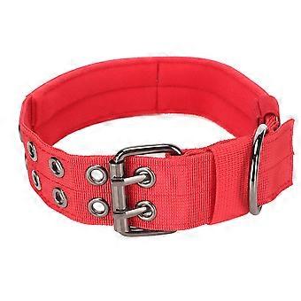 Dog Collar Lightweight Breathable Adjustable Heavy Duty Nylon Collar for Medium Large Dogs Training Red M