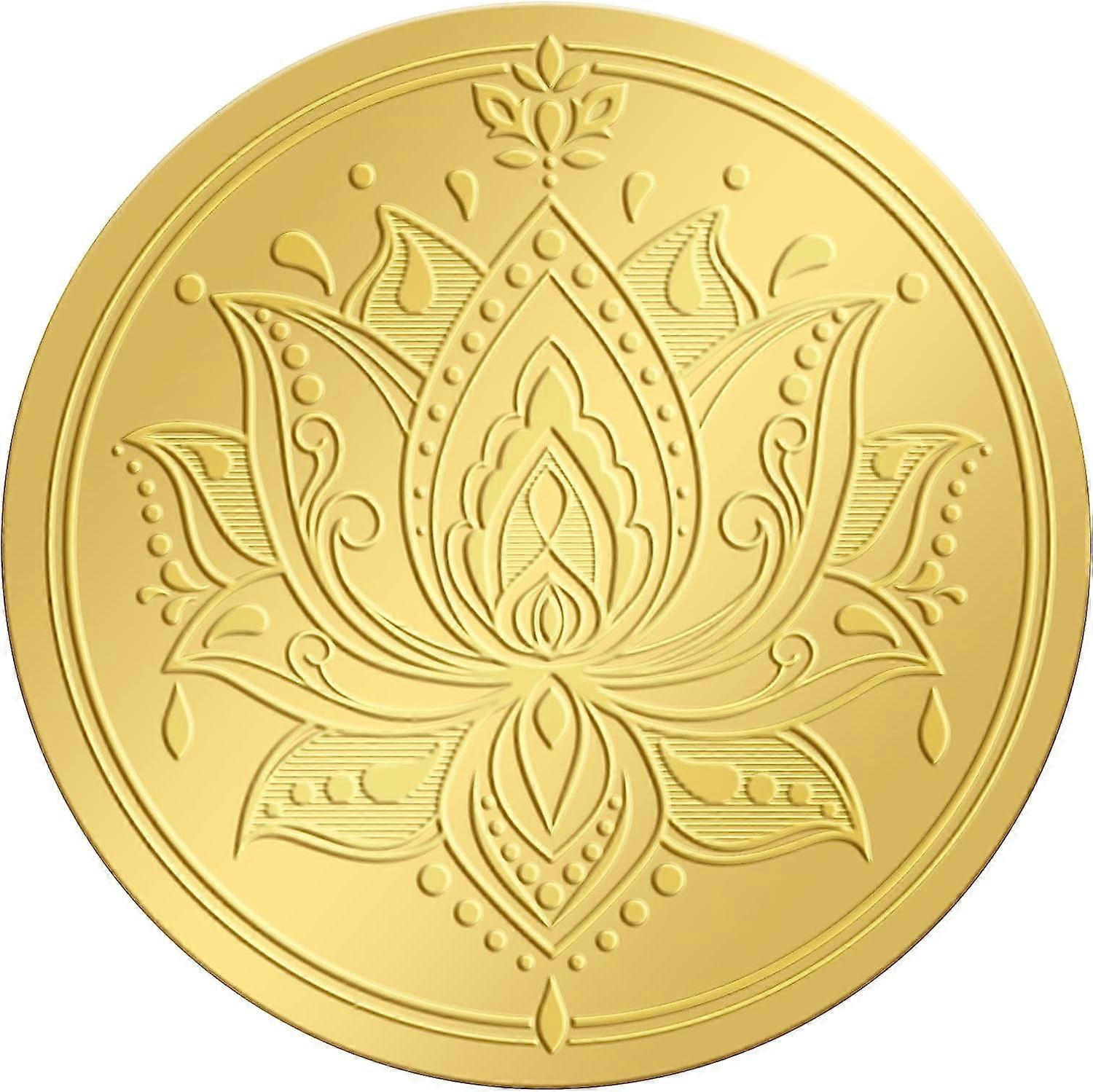 2 Gold Foil Sticker Lotus 100pcs Certificate Seals Gold Embossed Round Embossed Foil Seal Stickers