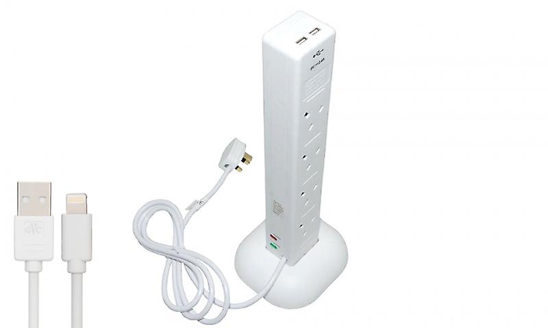 SMJ Surge Protected 8 Socket Tower with USB Outlets