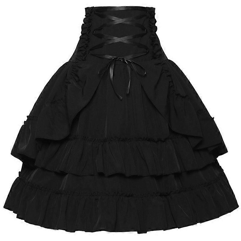 Victorian Maxi Skirt for Women Renaissance Long Double-Layer Ruffle Skirt