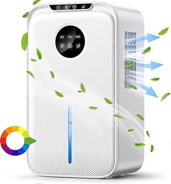 Deumidificatore domestico, deumidificatore silenzioso per camera da letto, deumidificatore per asciugatura vestiti da 2200 ml con tubo di scarico, sbrinamento automatico Luce LED Spegnimento automatico,